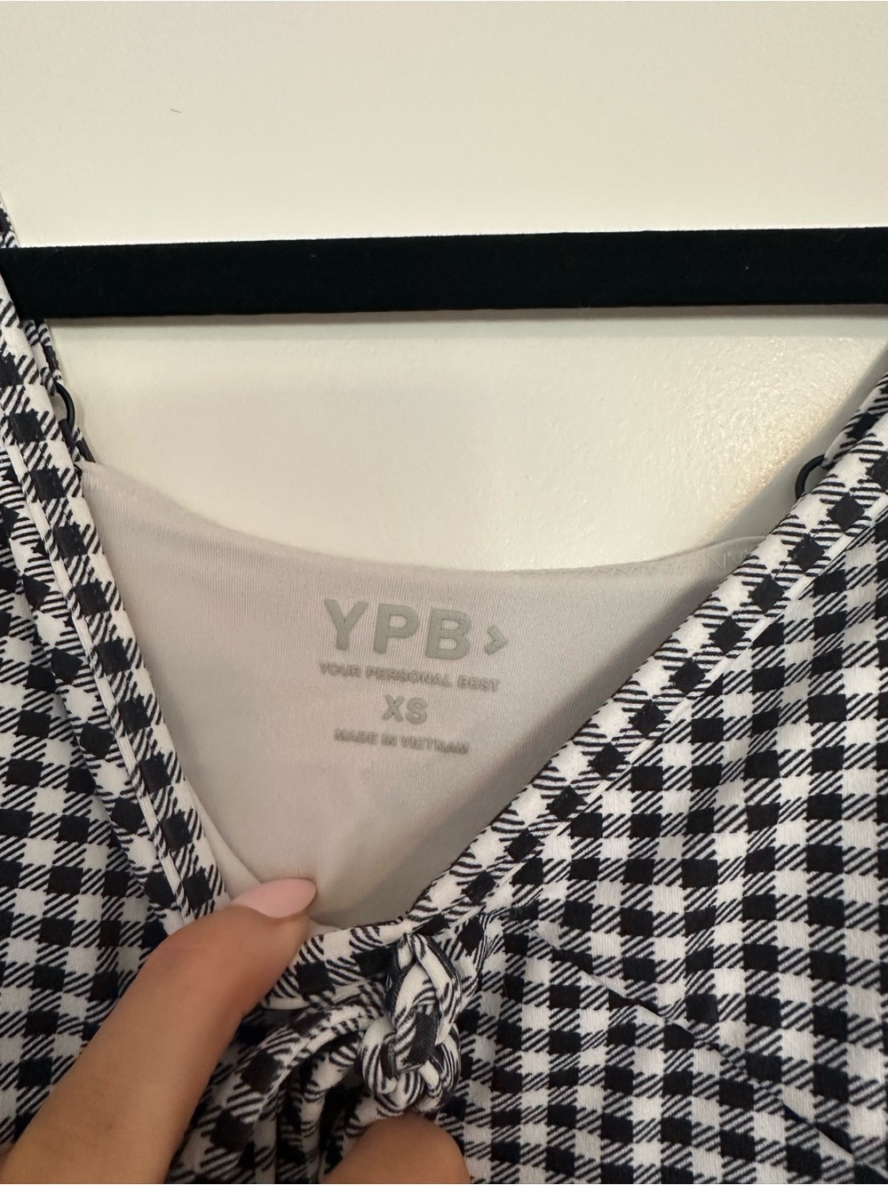YPB Abercrombie & Fitch Black and White Gingham Tie-Front Athletic Mini Dress - Picture 2 of 2